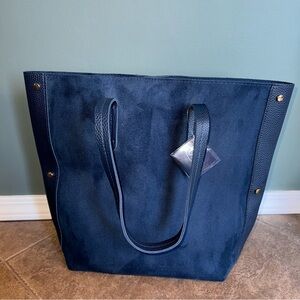 NWT - Navy Ulta  Sued / Faux Leather Tote Bag - Purse